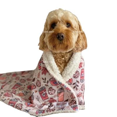 China Custom Size Design Mechanical Wash Paw Boutique Printed Flannel Fleece Super Soft Sherpa Blanket For Dog for sale