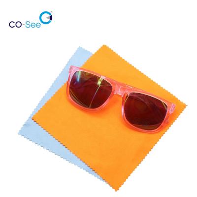 China Glass and Screen Cleaning Custom Plain Microfiber Glass Cloth Cleaning Cloth Blue and Yellow Sunglasses Microfiber Cleaning Cloth for sale