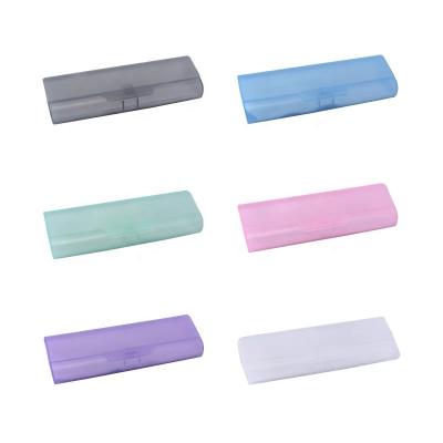 China Portable Cheap Plastic Glasses Case Box Printed Matte Translucent Logo Printed Reading Glass Case for sale