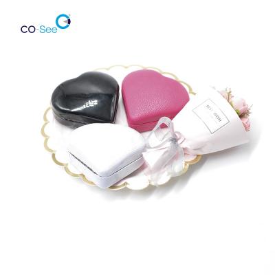 China Cute Heart Shaped Cute PU Hard Travel Mini Jewelry Storage Case Box Portable for Rings, Earrings and Necklace for sale