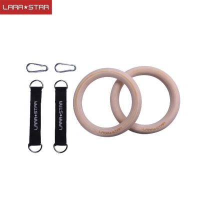 China Adjustable Straps Pull Up Yoga Exercise Gymnastic Wooden Rings 3 Sizes for sale