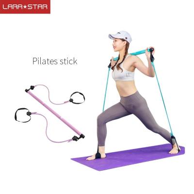 China High Quality Portable Body Building Yoga Exercise Bar Pilates Stick With Resistance Band Pilates Accessories LS2001 for sale