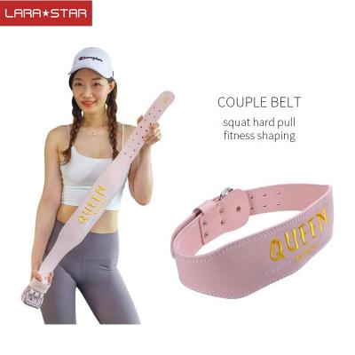 China Adult Couples Leather Heavy Duty Belt Weight Lifting Waist Back Support Sports Training Belt for sale