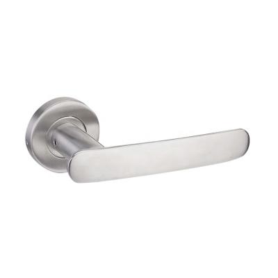 China Door Handles Modern Internal Italian Design Brushed Lever Handle Nickel On Rose Solid Wooden Door Handle Round for sale