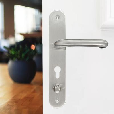 China Household Hardware Modern Double Door Lock Door Lever Handle With Plate Stainless Steel Handle for sale