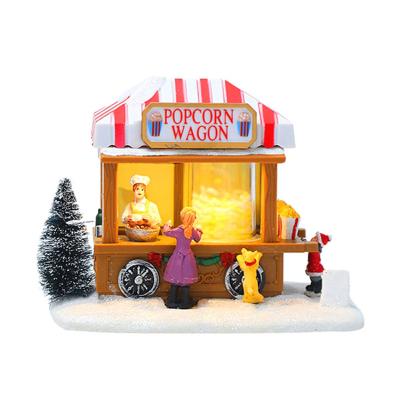 China Simple Resin Battery Christmas Ornaments Bright Christmas Dining Car Popcorn Model Christmas Ornaments for sale