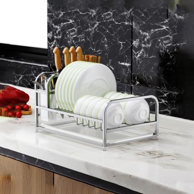 China Kitchen Metal Dish Rack Household Drain Stored Single Layer Dish Rack With Knife Chopstick Holder for sale