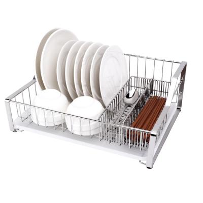 China 304Stainless Steel Drain Rack Kitchen Dish Rack Chopsticks Storage Rack Single Layer Dish Rack for sale