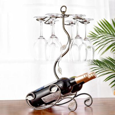 China Modern Standing Wine Rack Iron Wine Glass Rack Decorations Stored European Style Wine Bottle Rack for sale