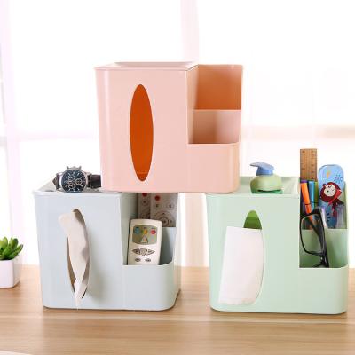 China Eco-friendly Multifunctional Desktop Cosmetic Storage Box Holder Tissue Tissue Plastic Case Box for sale