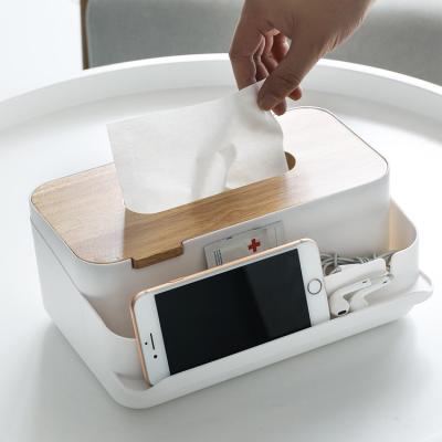 China Multifunctional Durable Desktop Plastic Tissue Holder Storage Box Towel Tissue Paper Storage Box for sale