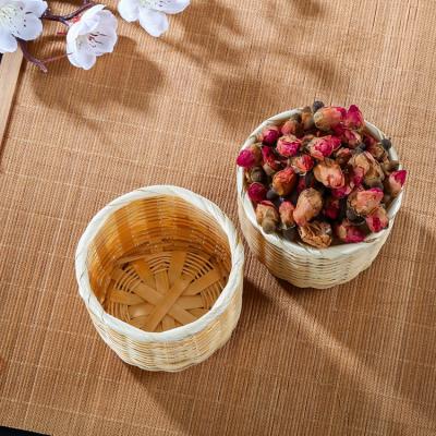 China Hand Stored - Desktop Nuts Woven Tea Basket Household Bamboo Storage Basket Fruit Fruit Storage Basket for sale