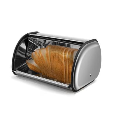 China High Quality Stainless Steel Bread Barrel Storage Bread Freshness Keeping Container Crisper Bin with Roll Lids for sale