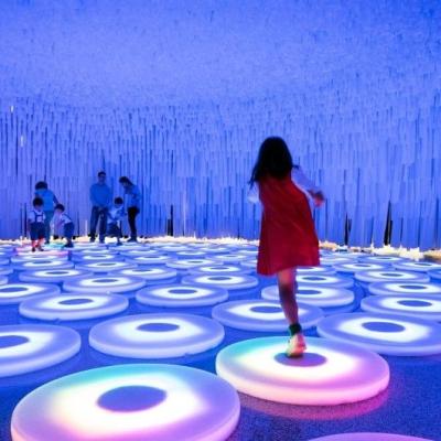 China 50cm Multi Interactive RGB Colored Light Up Sensory Glow LED Interactive Floor for sale