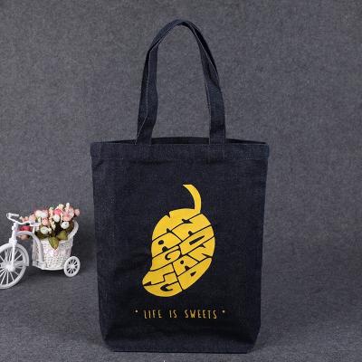 China Fashion trend denim shopping bag lattice handle recyclable bag for promotion gift for sale