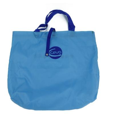 China Blue Unterable Folding Tote Bag Folding Lightweight Grocery Bag With Elastic String for sale