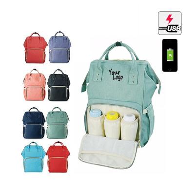 China FREE SAMPLE Nylon Cloth Diaper Bag Waterproof Multifunctional Baby Diaper Bag Backpack with Stroller Straps Changing Pad Included for sale