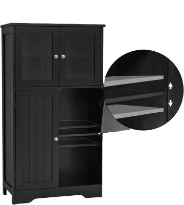 China Modern Bathroom Floor Cabinet with 1 Drawer and Doors, Free Standing Storage Cabinet for Entryway, Living Room, Black for sale