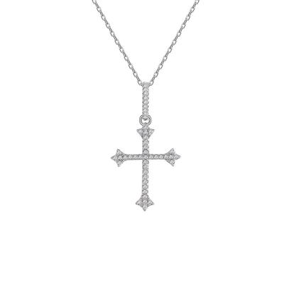 China Romantic 925 Sterling Silver Cross Necklace For Girls Fashion All-match Color-proof Clavicle Chain Simple Cross Pendant Necklace Jewelry for sale