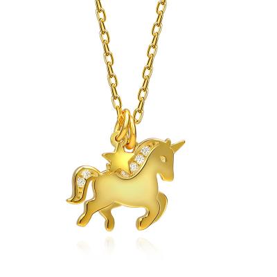 China Trendy Customized Design 925 Sterling Silver Unicorn Necklace From Unicorn Legend Gold Plated Jewelry Cubic for sale