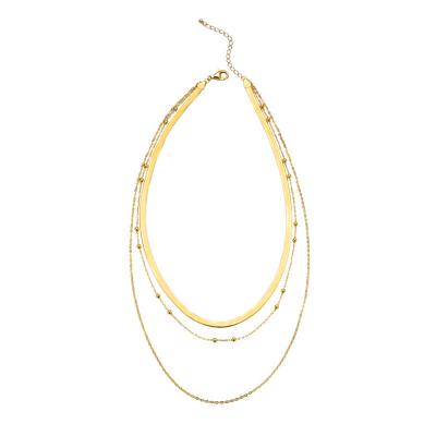 China Fashionable Female Multilayer Splicing Stack Snake Chain 18K Gold Plated Sterling Silver Necklace Body Chain for sale