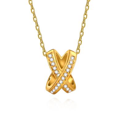 China CLASSIC 18K gold plated simple cross cubic zirconia necklace s925 sterling silver clavicle chain female party necklace for sale