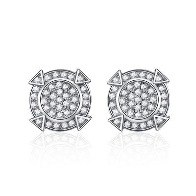 China lokki CLASSIC fashion hot sale S925 Sterling Silver women's round earrings full of diamond zircon personalized jewelry for sale