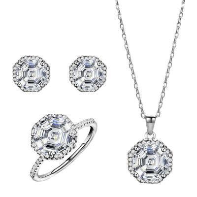 China China CLASSIC Manufacturers High Quality Jewelry Sets Wholesale Carbon 925 Shiny Silver Zircon Shiny Cut Jewelry Sets for sale