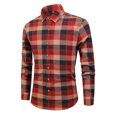 China 2020 New Autumn Wholesale Stretch Plaid Flannel Check Fashion Causal Shirt Men's Custom Anti-pilling Shirt for sale