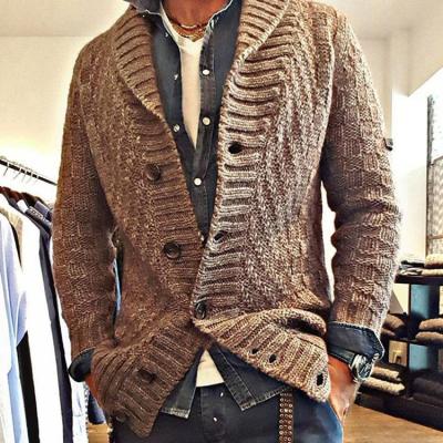 China New OEM Solid Color Collar Zipper Cardigan Men's Anti-Shrink Cardigan Sweater Jacket Winter Plus Size Sweaters Cardigan Jackets for sale