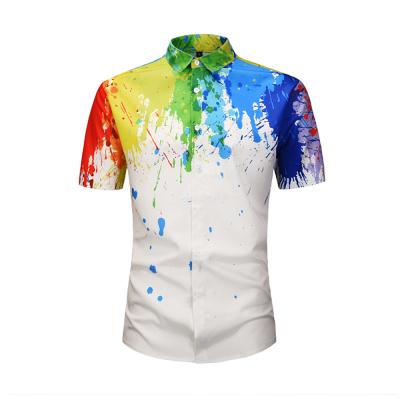 China 3d sleeve anti-pilling men's anti-pilling lapel short sleeve Hawaiian men's leisure shirt holiday shirt digital print t-shirt customized for sale