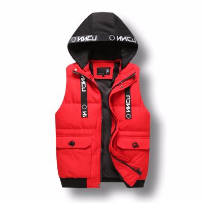 China OEM anti-shrink men's winter zipper pull, printed ribbon, cotton padded jacket and cotton vest. for sale