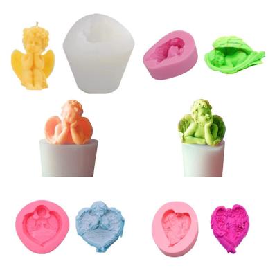 China Viable Nordic Creative DIY Scented Candles Making 3D Silicon Mold Home Decor Cute Angel Silicone Candle Mold On Sale for sale