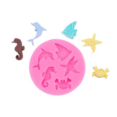 China Food Grade Cute Sea Creature Shape Viable Customized Animal Soap Molds Silicon Cake Decorating Fondant Silicone Chocolate Mold for sale