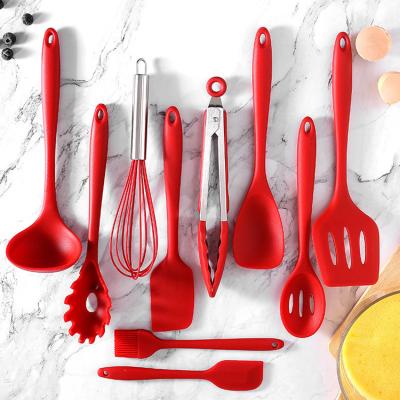 China Custom wholesale household cozinh utensil restaurant silicone cookware set kitchen utensil viable red pink for home for sale