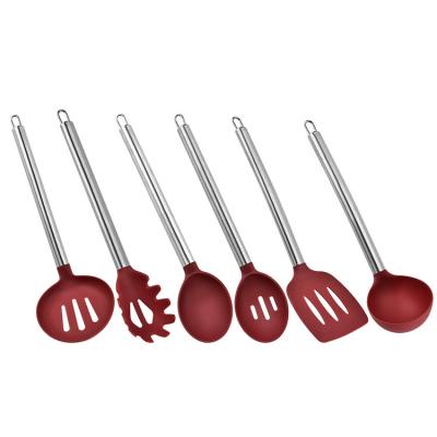 China Durable 6 Pieces Non-stick Nylon Cooking Utensils Set Nylon Cooking Tools Kitchenware Handle Stainless Steel Handle for sale