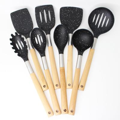 China Amazon Top Quality Sustainable Hot Sales Eco - Friendly Nylon , Stainless Steel And Wooden Kitchen Utensils Set 8 Pieces for sale