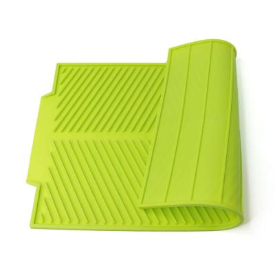 China Sustainable Heat Resistant Place Mat Silicone Drain Drying Plate Pad Plate Drying Mat for sale