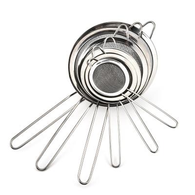 China Well Sustainable Stainless Steel Mesh Strainer With Silicone Handles Non-Slip Strainers, Colanders And Strainers for sale