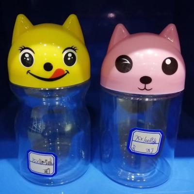 China Candy Cartoon Cap Jar PET 75mm*110mm Plastic Clear Food Packaging Boxes for sale