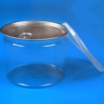 China Hot Selling Plastic Candy PET 1600ml Bottle / Tins Clear Plastic Food Cans for sale