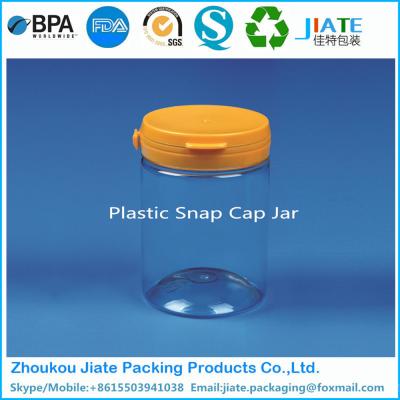 China Dry Food Food Grade Empty Plastic Jar With Snap Cap for sale