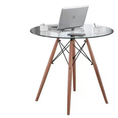 China Convertible Cheap Price Modern Living Room Used Tempered Glass Chair Leg Round Solid Wood Glass Coffee Table for sale