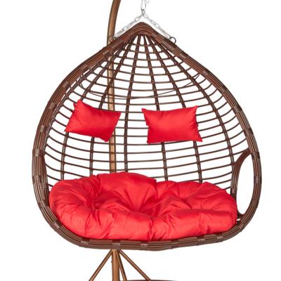 China Wholesale Customized Good Quality Double Chair Rattan Swing Chair Super Comfortable Packing Hanging Hanging Double for sale