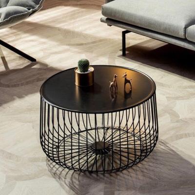 China Wholesale 2022 fashion convertible coffee table black round coffee table living room furniture storage basket for sale