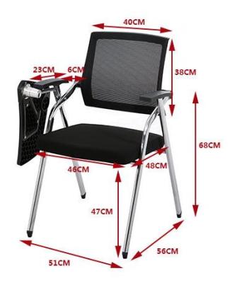 China Comfortable and Portable Collapsible Foldable Mesh Office Training Chair with Single Writing Board Conference Chair for sale