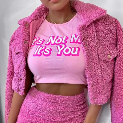 China 2021 Summer New Arrival Summer Pink Sleeve Cute Short Top Women Fashion Club Crop Graphic Tee Casual Wear Breathable T-shirt Sexy Shirt Girls for sale