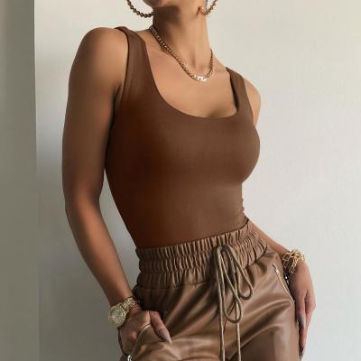 China Lagerfe Breathable Solid Stylish Sleeveless Jumpsuit Casual Sports Wear Bodycon Women Sexy One Pieces Clothing Wholesale New Arrival 2021 for sale