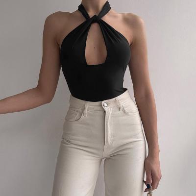 China Lagerfe Breathable Solid Cut Skinny Sexy Backless Bodysuit Cavity Party 2022 Summer Clothes One Piece Body Clothes for sale