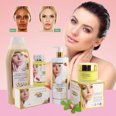 China Moisturizing nourishing whitening skin care spot Super Lightening Milk Complexion Diamond Glutathio illuminating strong whitening anti-aging set for sale